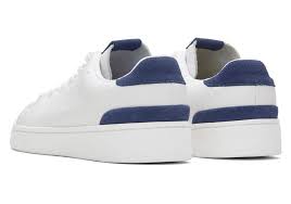 Mens TRVL LITE White and Blue Leather Lace-Up Sneaker