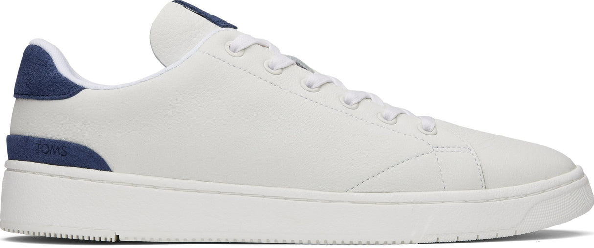 Mens TRVL LITE White and Blue Leather Lace-Up Sneaker