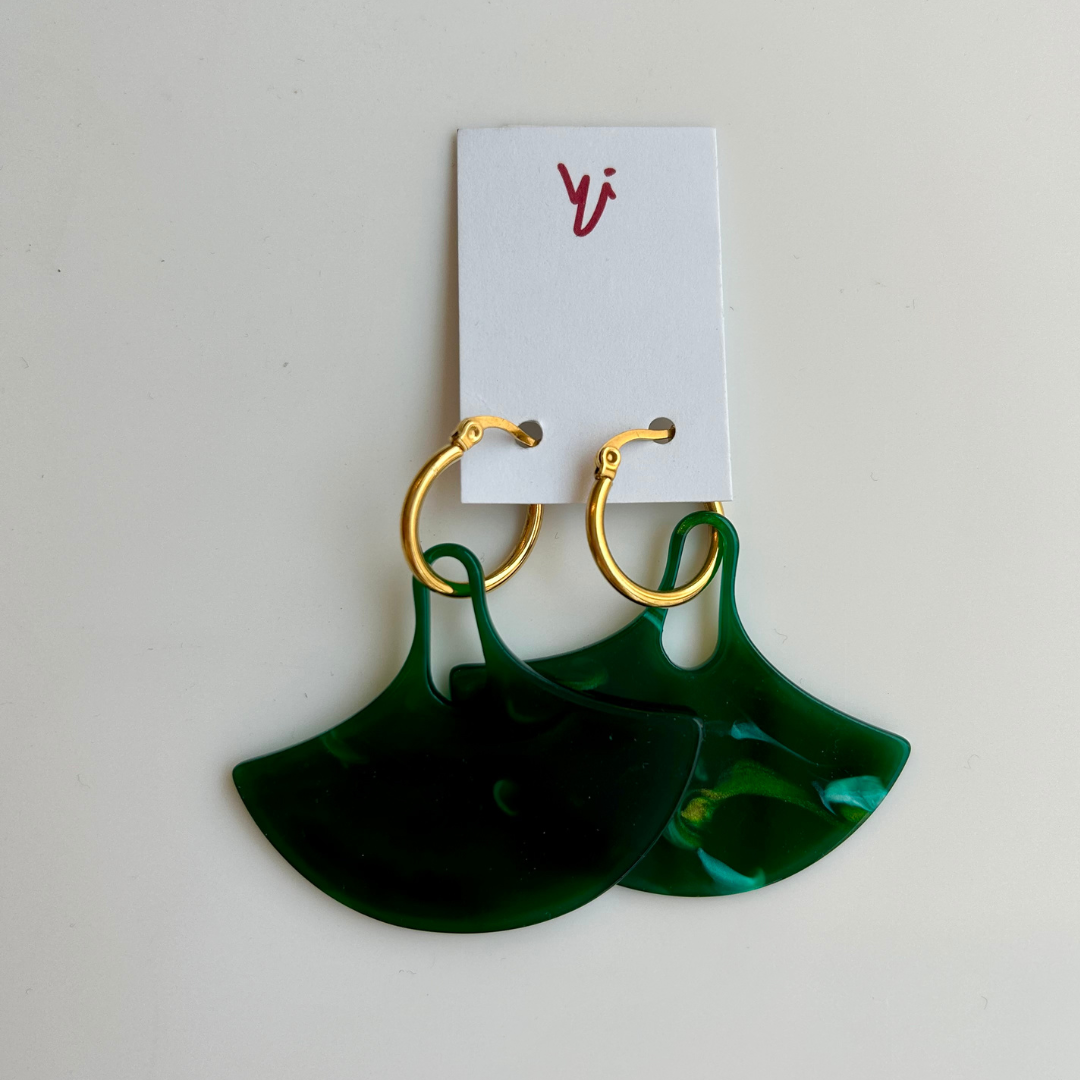 Large Green Pendant Earrings