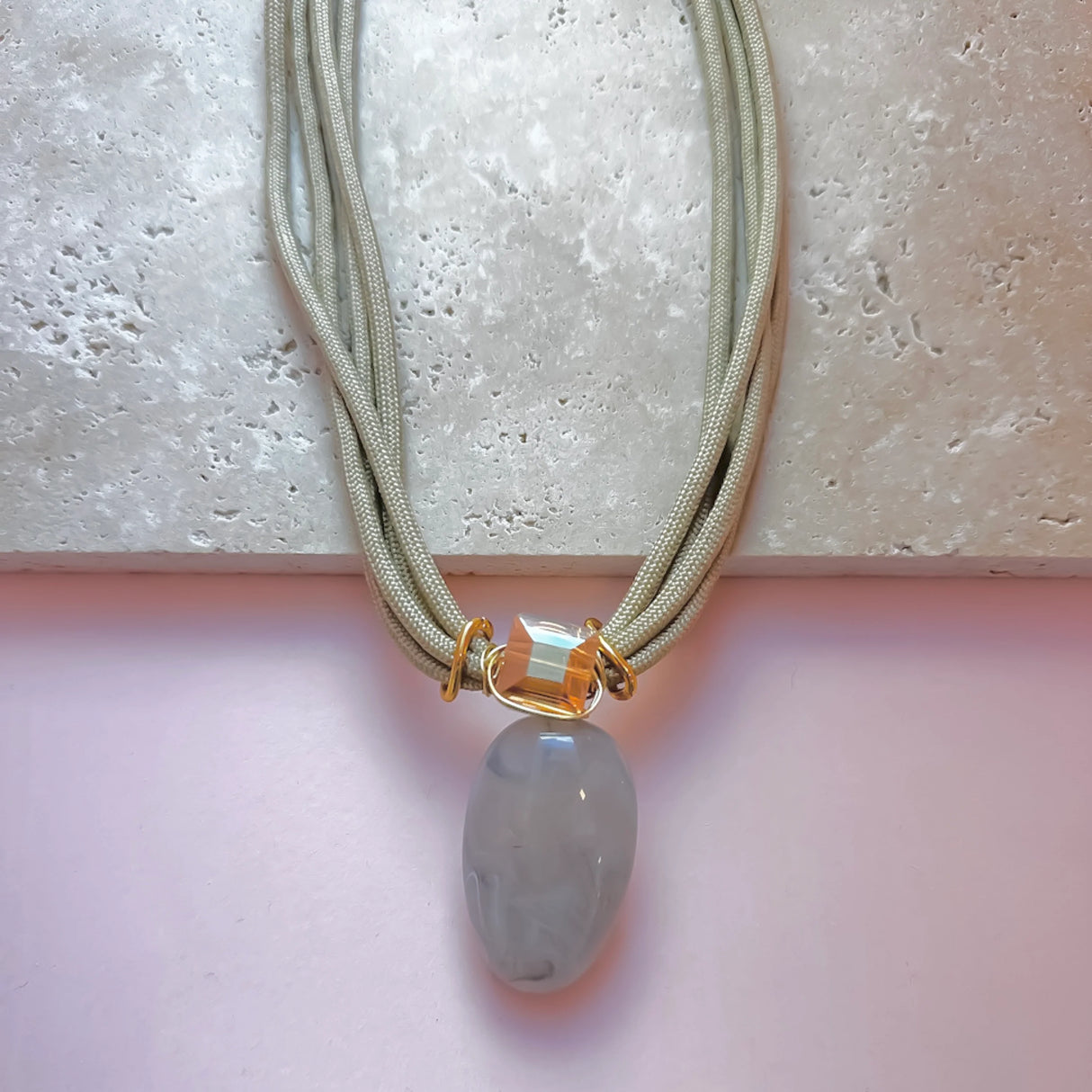 Natural Grey Drop Necklace