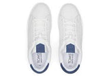 Mens TRVL LITE White and Blue Leather Lace-Up Sneaker