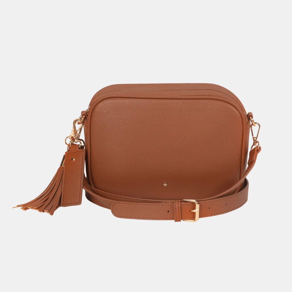 Tan Vegan Leather Pebble Logan Bag