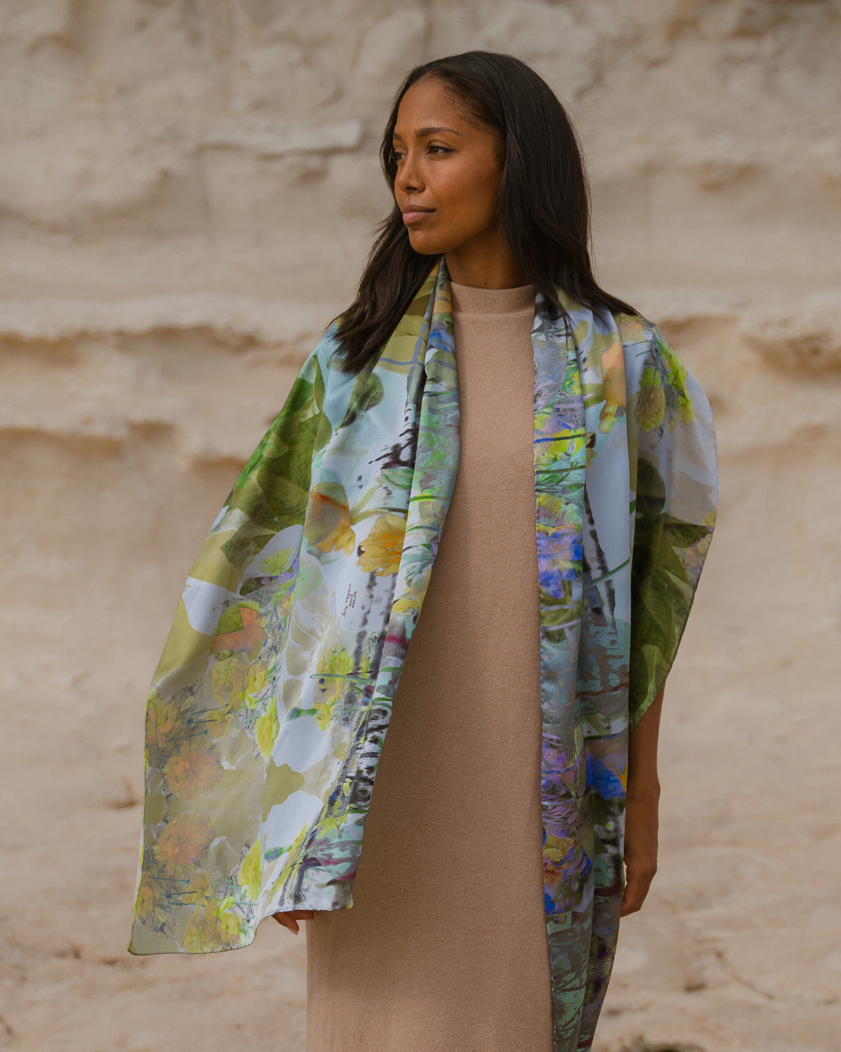 Sete Silk Satin Shawl