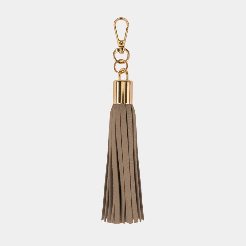 Luxe Mocha Vegan Leather Tassel Keyring