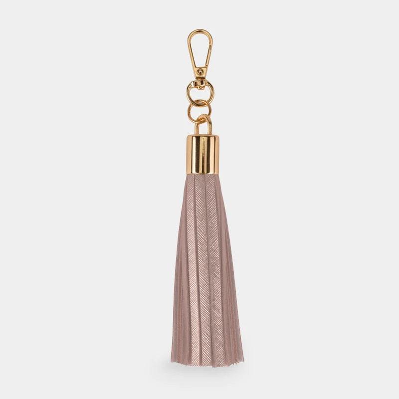 Luxe Rose Gold Vegan Leather Tassel Keyring