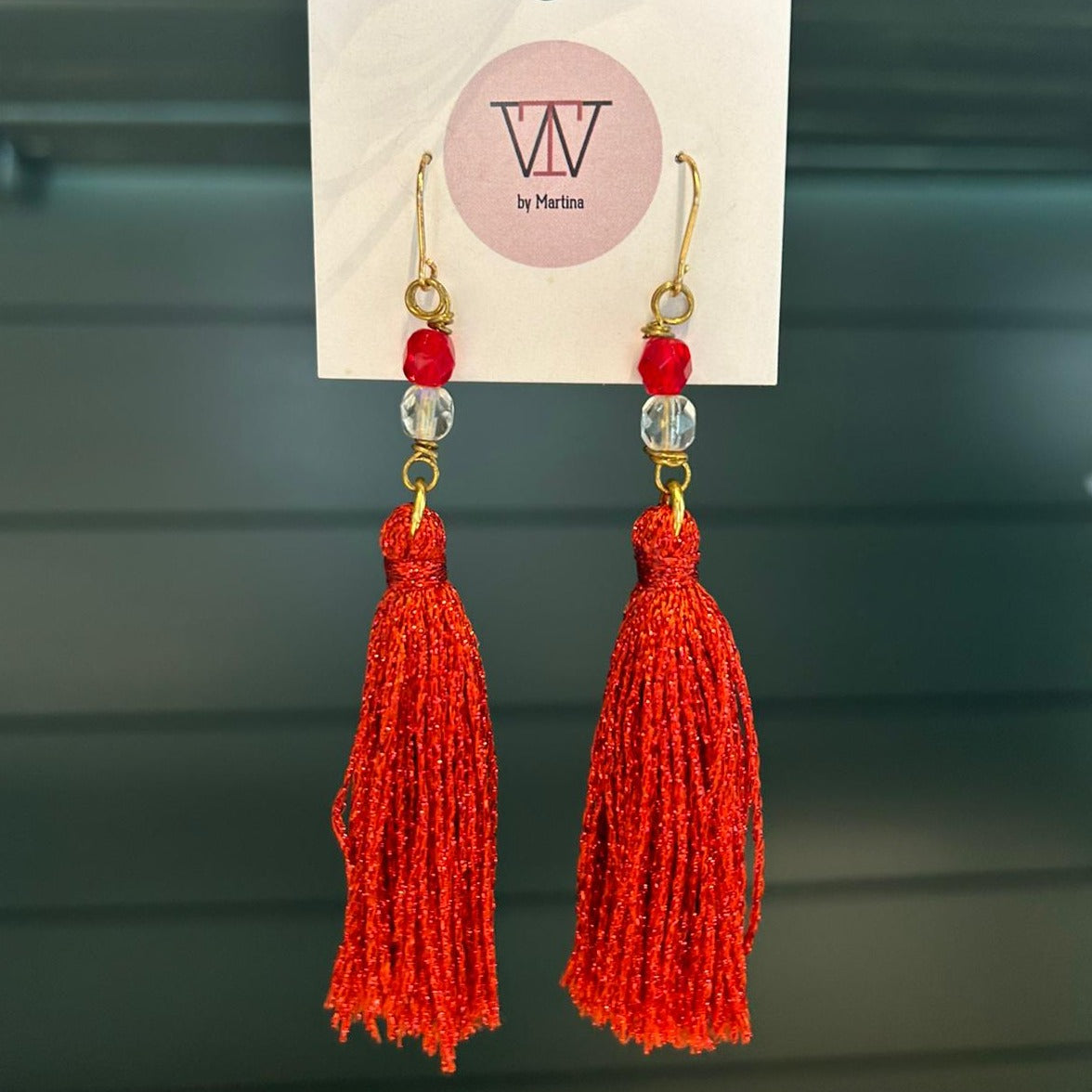 Earrings Cotton Glitter Red