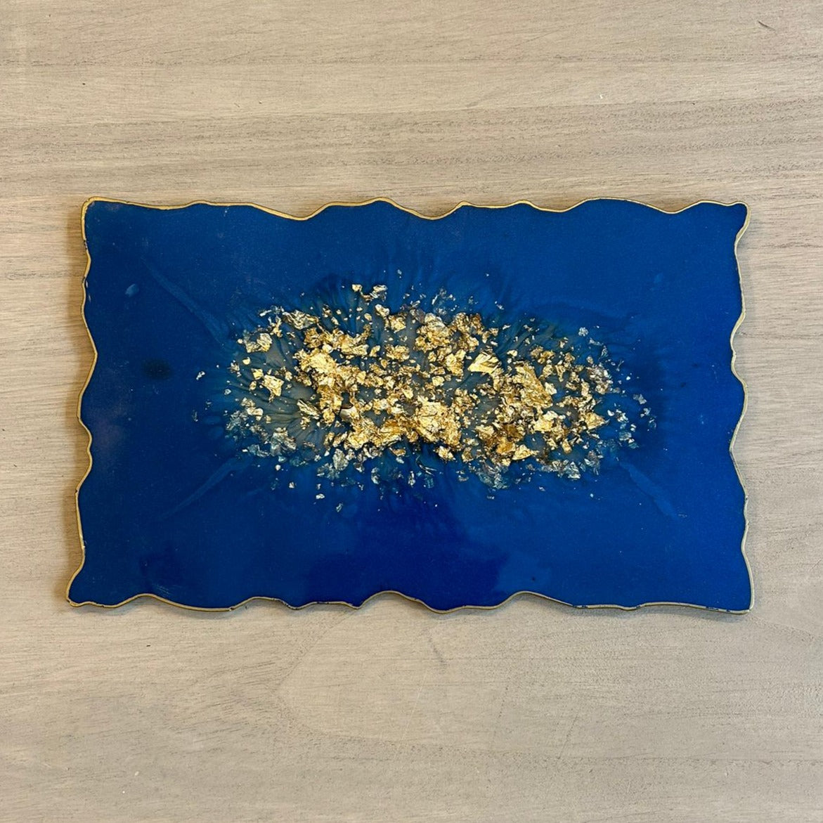 Blue Gold Flake Rectangle Tray