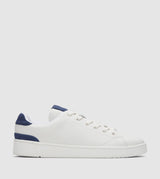 Mens TRVL LITE White and Blue Leather Lace-Up Sneaker