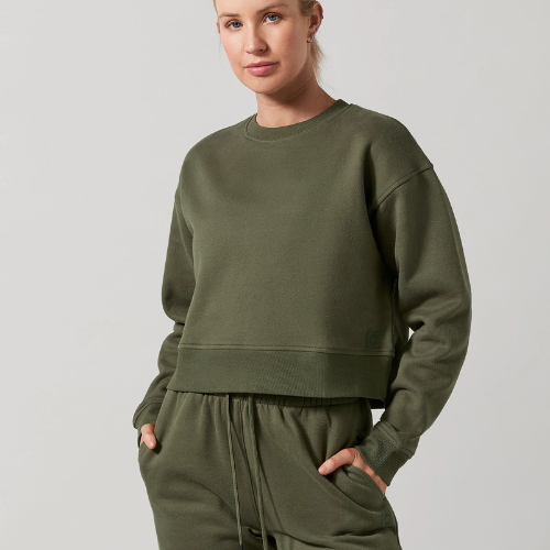 Lucy Cropped Sweater in Olivine