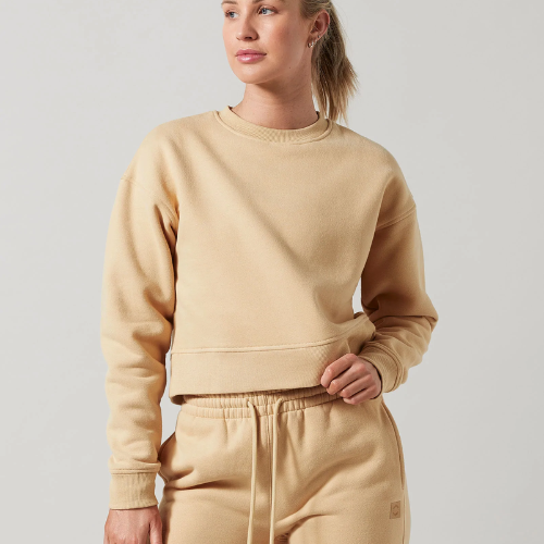 Lucy Cropped Sweater in Almond