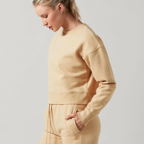 Lucy Cropped Sweater in Almond