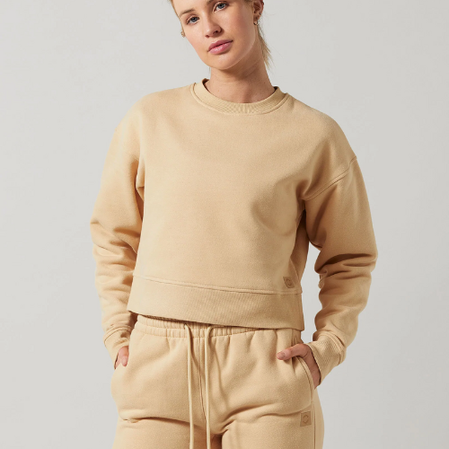 Lucy Cropped Sweater in Almond