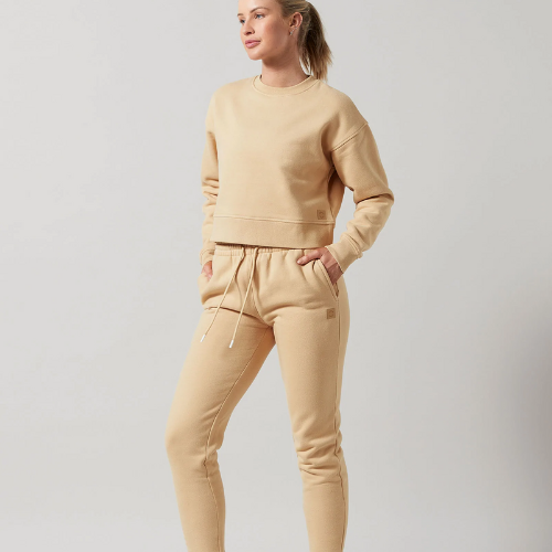 Lucy Cropped Sweater in Almond