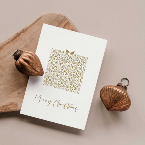 Gold Gift Christmas Card